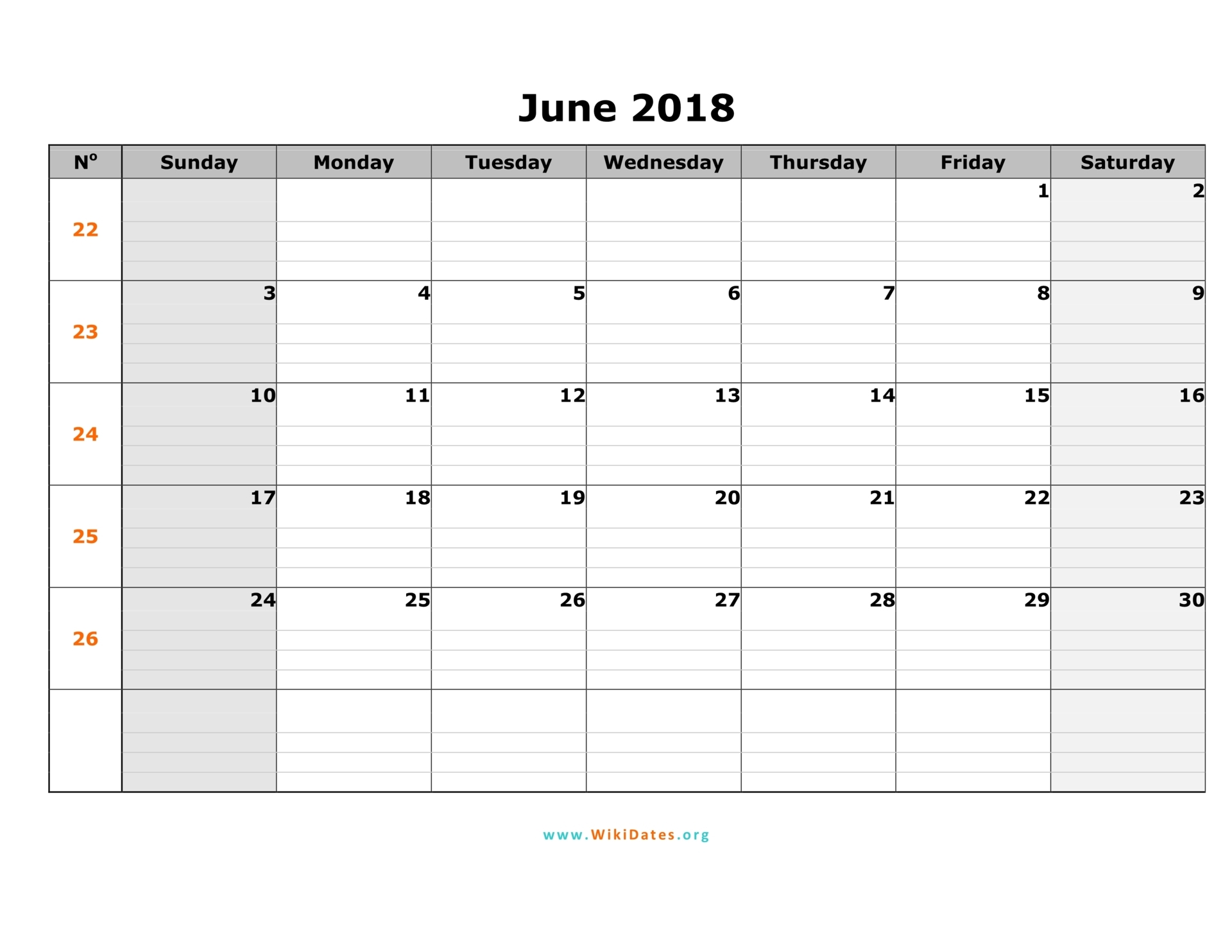 June 2018 Calendar WikiDates org