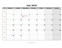 July 2018 Calendar | WikiDates.org