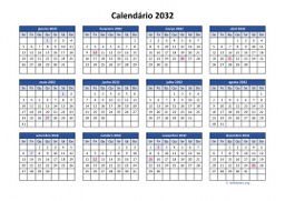 calendário anual 2032 03