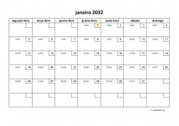 calendário mensal 2032 01