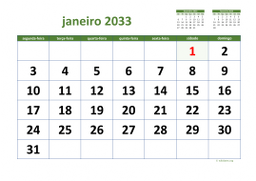 calendário mensal 2033 03