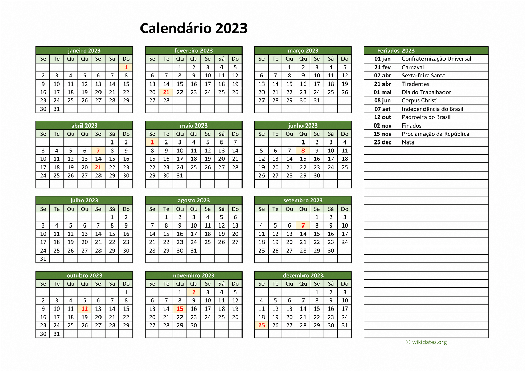 Calendário 2023