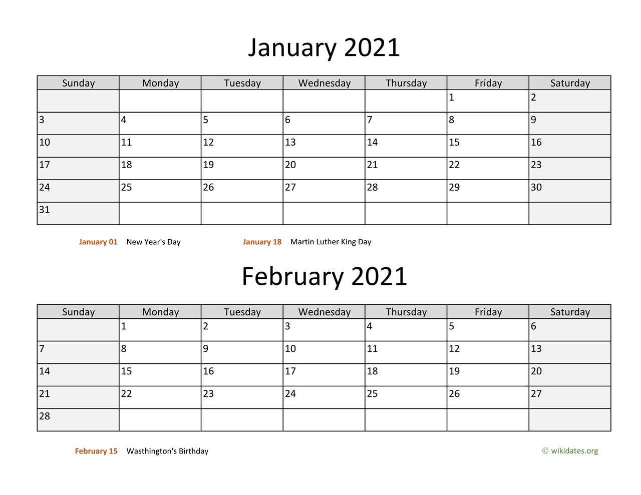 Printable Bi Monthly 2021 Calendar WikiDates