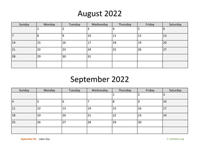 august and september 2022 calendar wikidatesorg