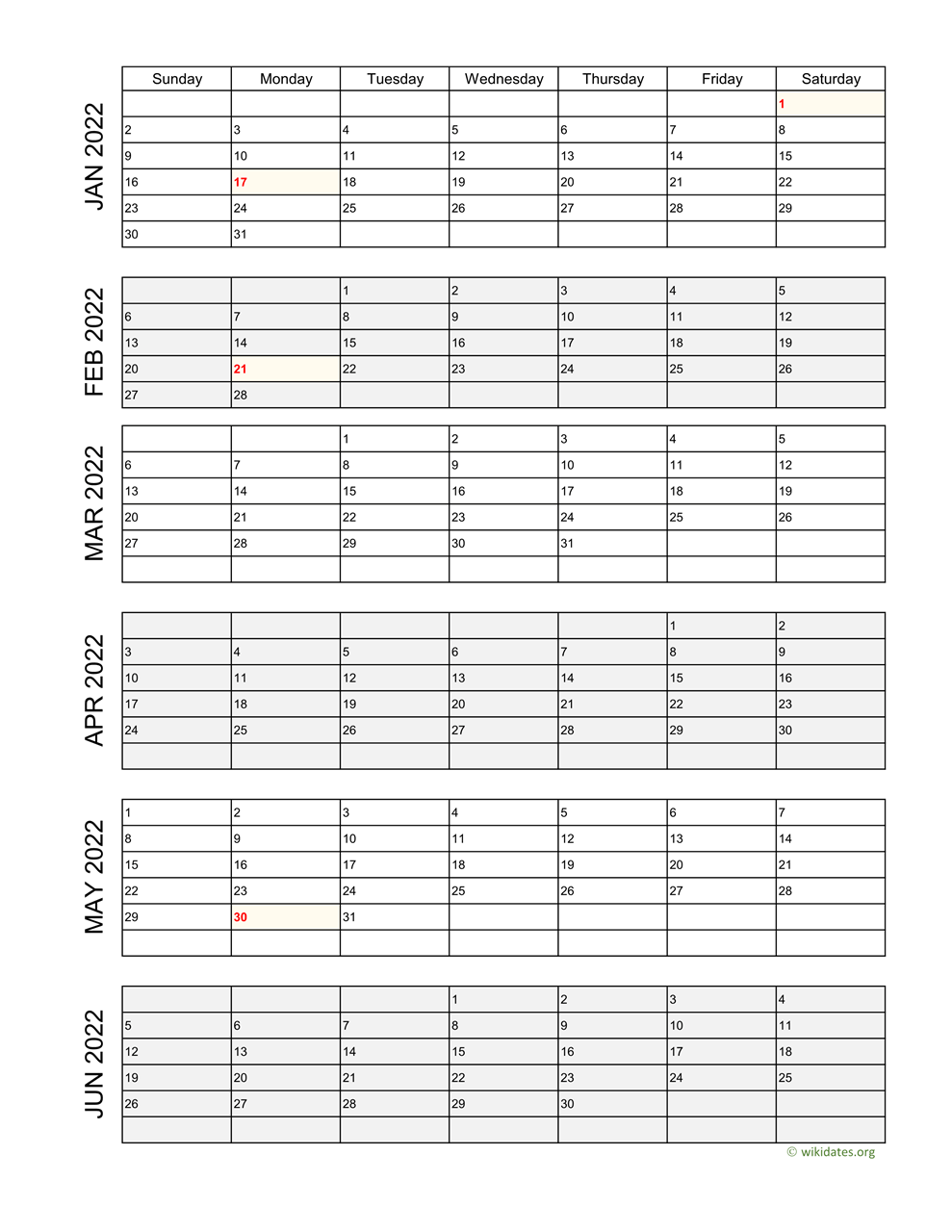 2022 mini calendar pdf