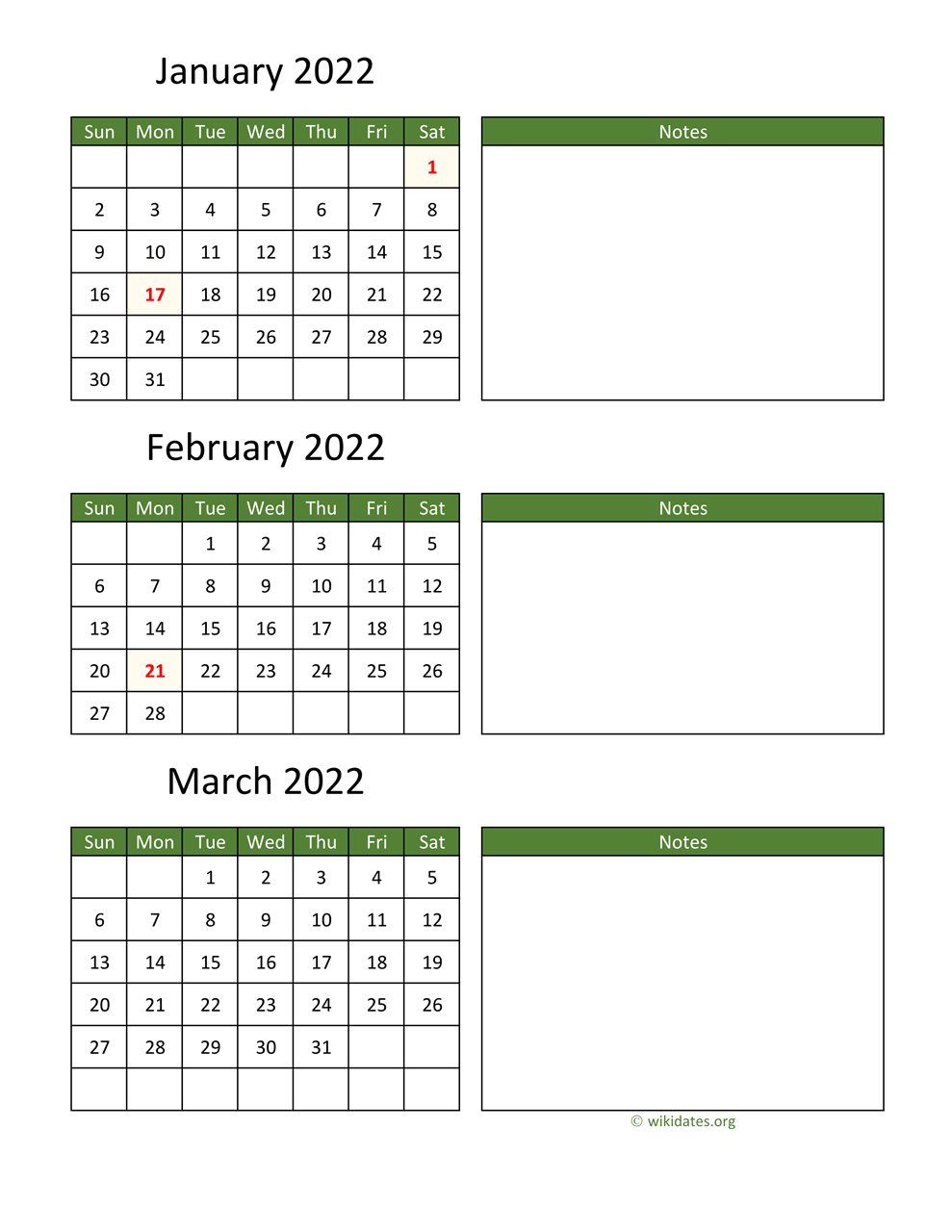 Printable 2022 Calendar Three Months Per Page Riset