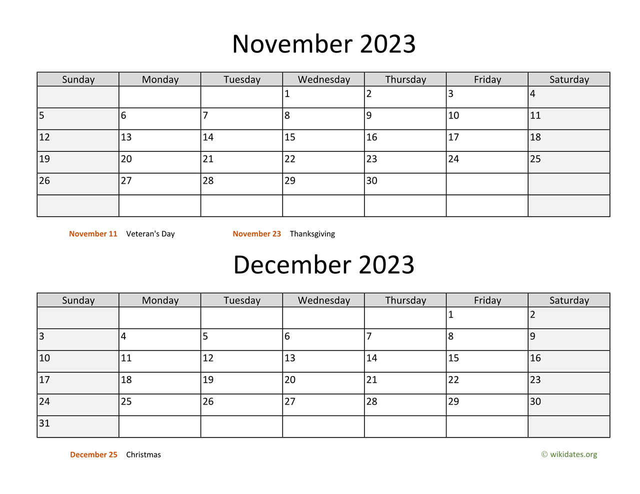 November December 2023 Calendar Get Calendar 2023 Update