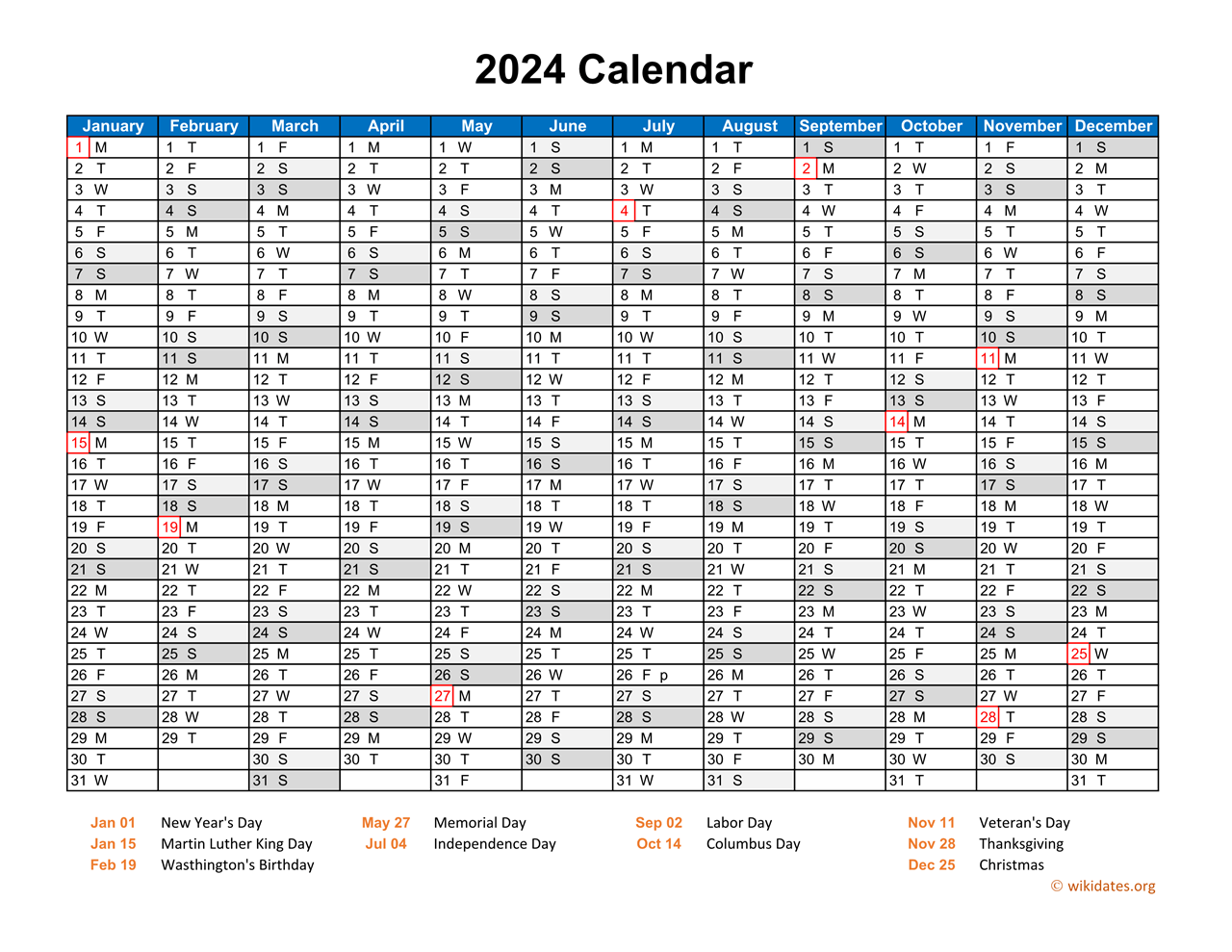 2024 Printable Calendar Horizontal 2024 CALENDAR PRINTABLE