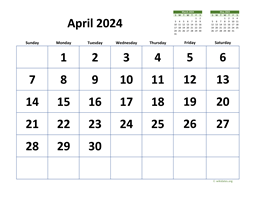 Basic Calendar for April 2024 | WikiDates.org