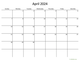 April 2024 Calendar | WikiDates.org