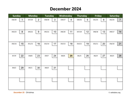 Basic Calendar for December 2024 | WikiDates.org