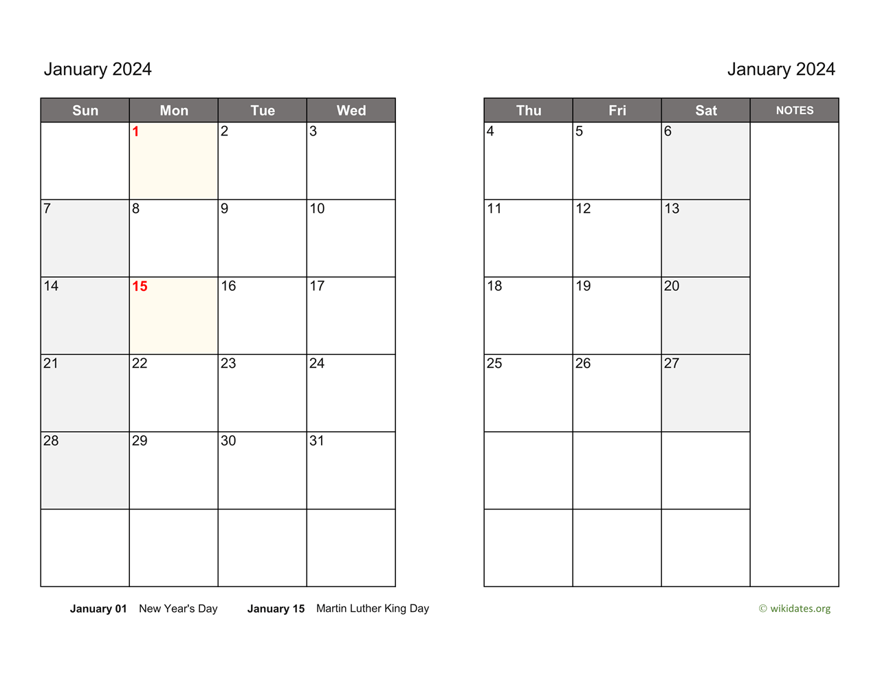 2024 Two Page Printable Calendar