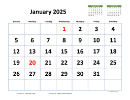 Printable 2025 Calendar | WikiDates.org
