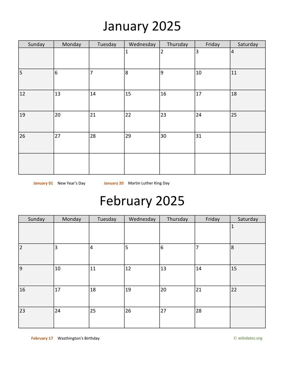 Printable BiMonthly 2025 Calendar