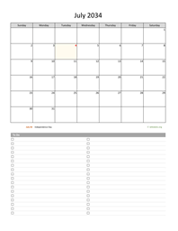 July 2034 Calendar with To-Do List
