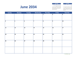 June 2034 Calendar Classic