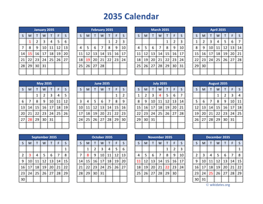 2035 Calendar in PDF | WikiDates.org