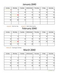 three months 2040 calendar vertical