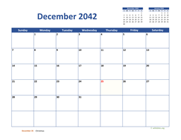 December 2042 Calendar Classic