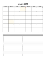 January 2042 Calendar with To-Do List