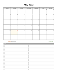 May 2042 Calendar with To-Do List
