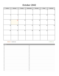 October 2042 Calendar with To-Do List