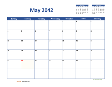 May 2042 Calendar Classic