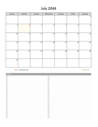 July 2044 Calendar with To-Do List