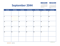 September 2044 Calendar Classic