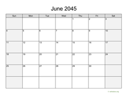 June 2045 Calendar with Weekend Shaded