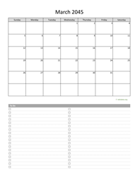 March 2045 Calendar with To-Do List