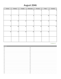 August 2046 Calendar with To-Do List