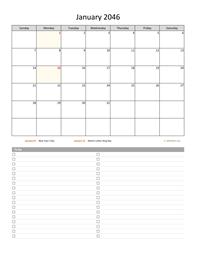 January 2046 Calendar with To-Do List