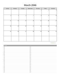 March 2046 Calendar with To-Do List