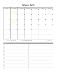 Monthly 2046 Calendar with To-Do List