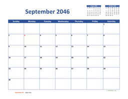 September 2046 Calendar Classic