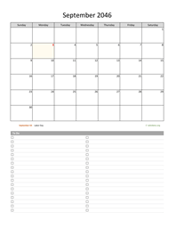 September 2046 Calendar with To-Do List