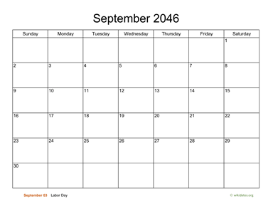 Basic Calendar for September 2046
