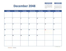 December 2048 Calendar Classic