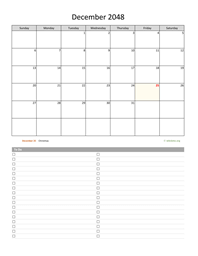 December 2048 Calendar with To-Do List