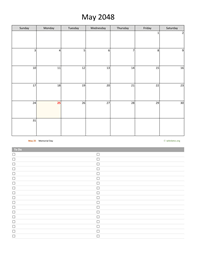 May 2048 Calendar with To-Do List