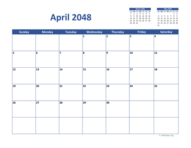 April 2048 Calendar Classic
