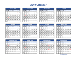 2049 Calendar in PDF