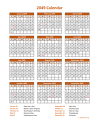 Calendar 2049 Vertical