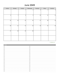 June 2049 Calendar with To-Do List