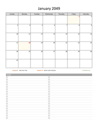 Monthly 2049 Calendar with To-Do List