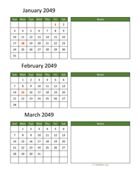 three months 2049 calendar vertical with notes