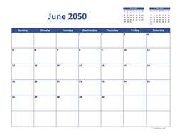 June 2050 Calendar Classic