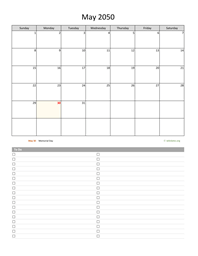 May 2050 Calendar with To-Do List