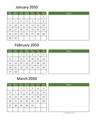 three months 2050 calendar vertical with notes
